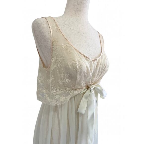 Vintage Hollywood Vassarette Cream Lace Midi Maxi Length Nightgown Size 36 0599B - Picture 3 of 10
